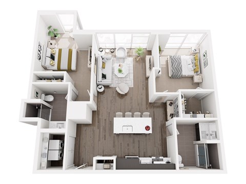 Floor plan for 2 beds, 2 baths, 1458 sqft